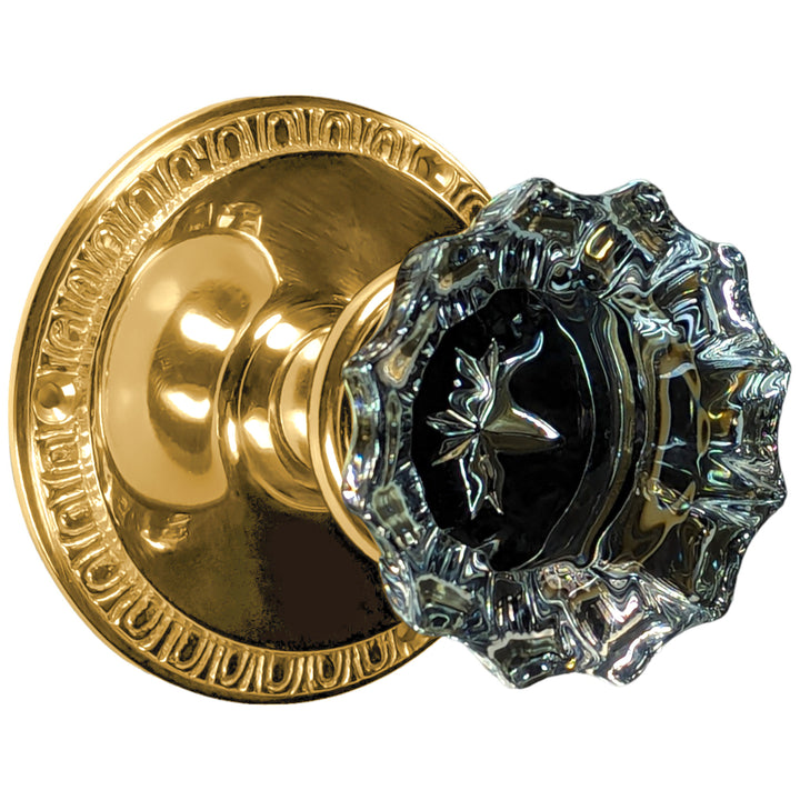 Glass Fluted Doorknob Set with Egg & Dart Rosette (Several Finishes Available)