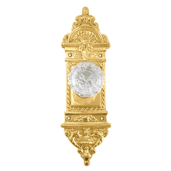 L'Enfant Backplate Door Set with Fluted Crystal Door Knobs (Several Finishes Available)