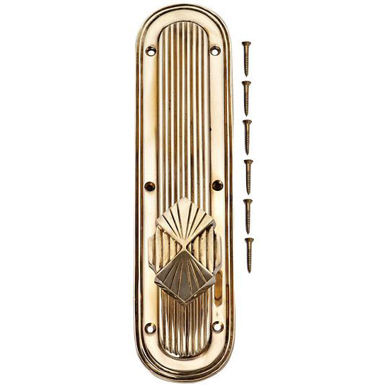 Art Deco Lined Backplate Door Set with Art Deco Fanfare Door Knobs (Several Finishes Available) COPPER MOUNTAIN HARDWARE