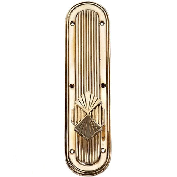 Art Deco Lined Backplate Door Set with Art Deco Fanfare Door Knobs (Several Finishes Available) COPPER MOUNTAIN HARDWARE