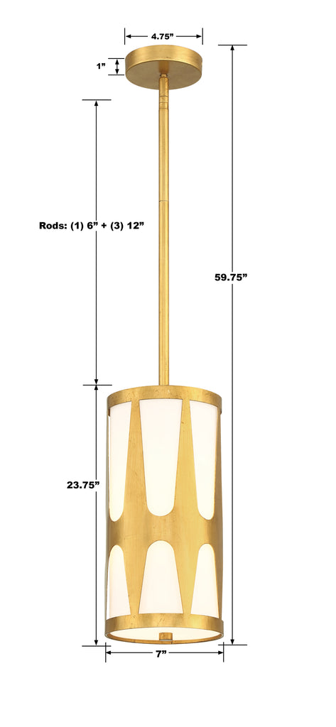 Royston 1 Light Antique Gold Mini Pendant Crystorama