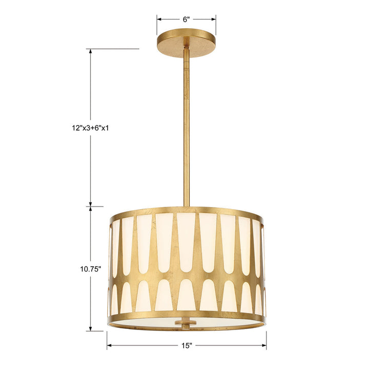 Crystorama Crystorama Royston 3 Light Antique Gold Mini Chandelier