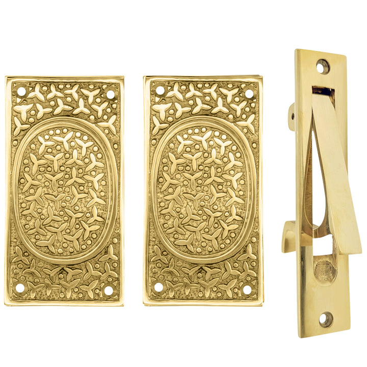 COPPER MOUNTAIN HARDWARE Rice Pattern Pocket Passage Style Door Set in Several Finishes