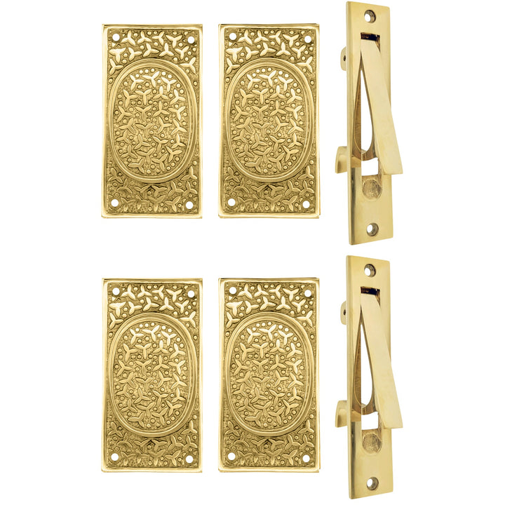 COPPER MOUNTAIN HARDWARE Rice Pattern Pocket Passage Style Door Set in Several Finishes