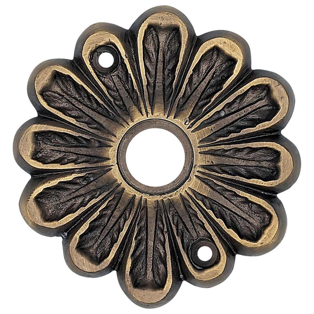 Solid Brass Flower Style Rosette (Antique Brass Finish) COPPER MOUNTAIN HARDWARE