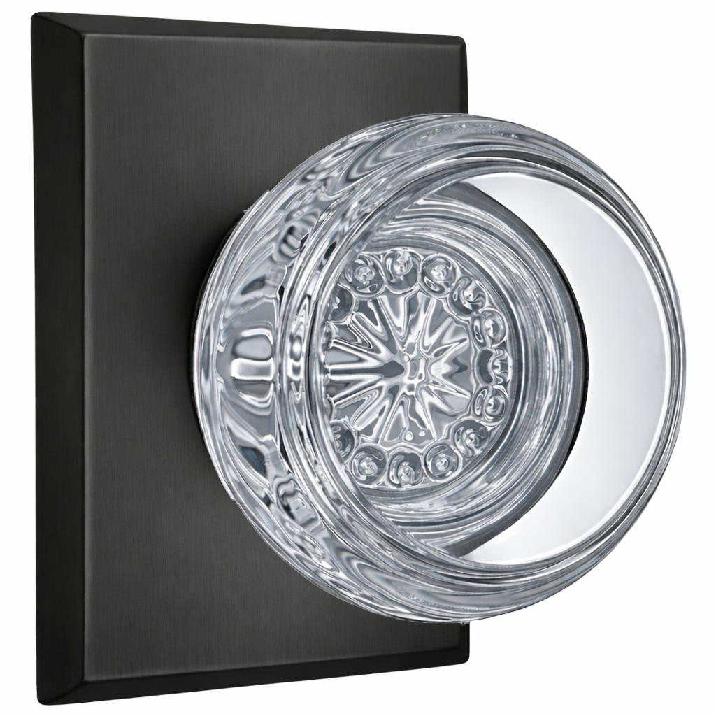 Magnifique® Rectangular Door Set with Crystal Round Knobs (Several Finishes Available)