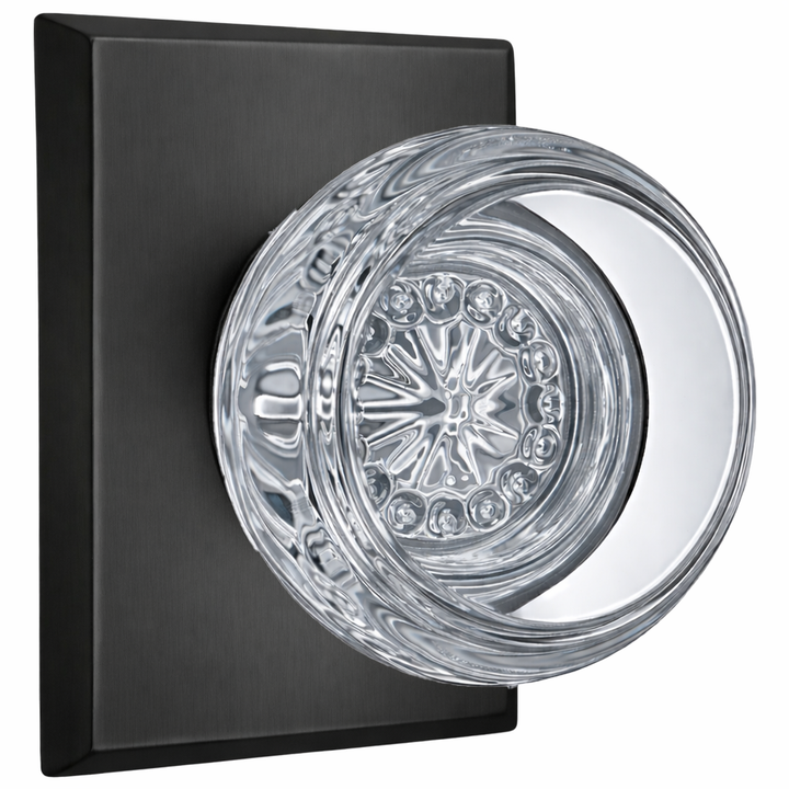 Magnifique® Rectangular Door Set with Crystal Round Knobs (Several Finishes Available)