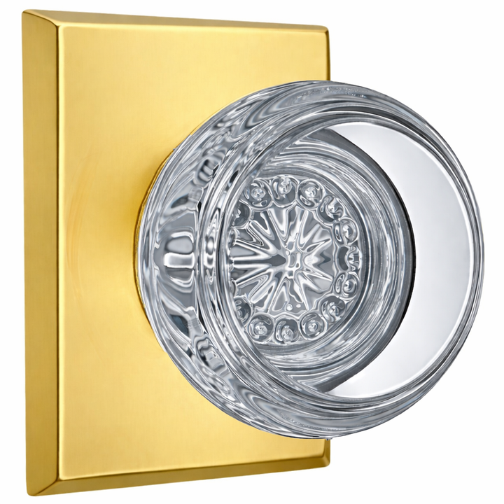 Magnifique® Rectangular Door Set with Crystal Round Knobs (Several Finishes Available)