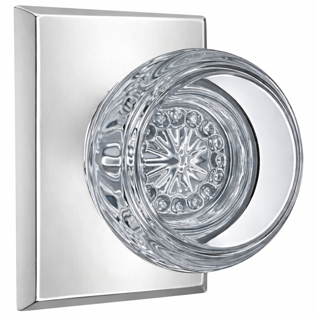 Magnifique® Rectangular Door Set with Crystal Round Knobs (Several Finishes Available)