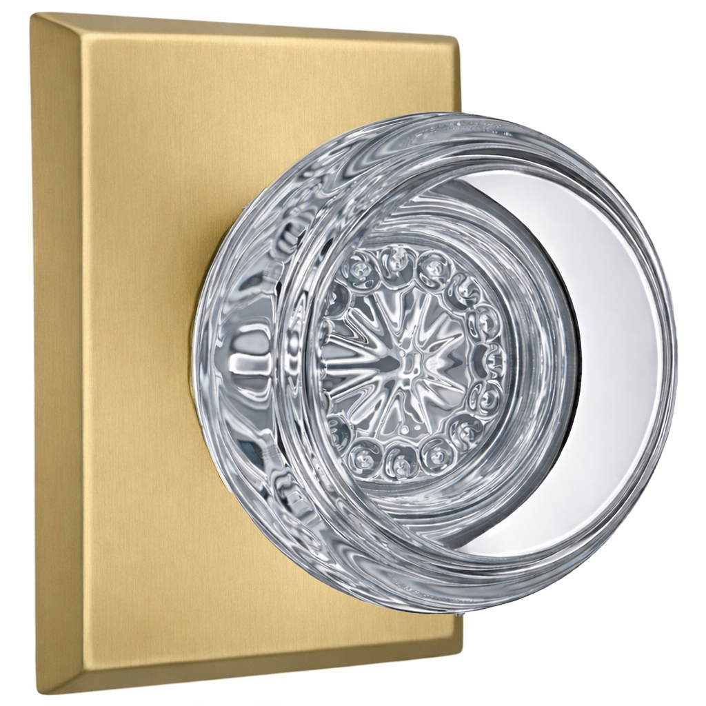 Magnifique® Rectangular Door Set with Crystal Round Knobs (Several Finishes Available)