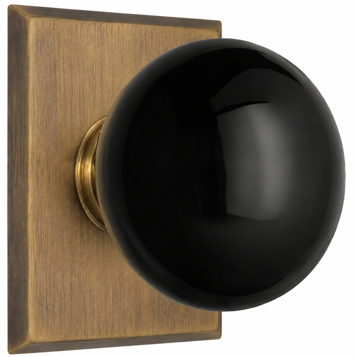 Magnifique® Rectangular Door Set with Black Porcelain Knobs (Several Finishes Available)