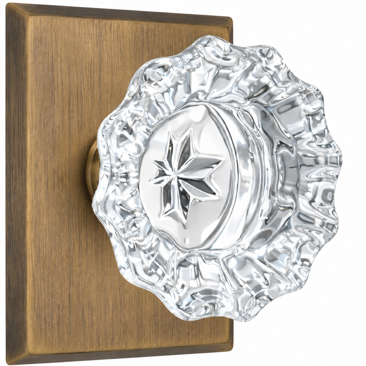 Magnifique® Rectangular Door Set with Crystal Fluted Knobs (Several Finishes Available)