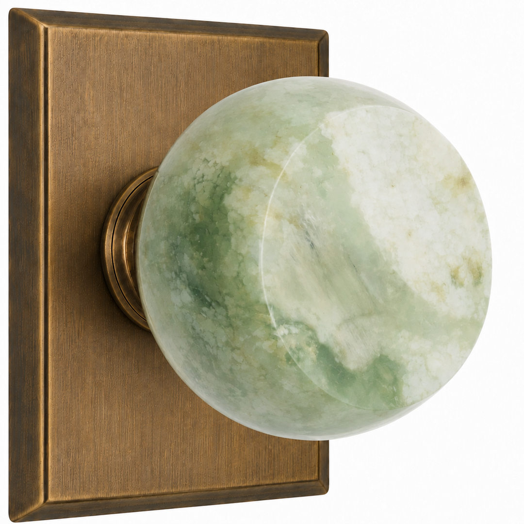 Magnifique® Rectangular Door Set with Green Jade Knobs (Several Finishes Available)