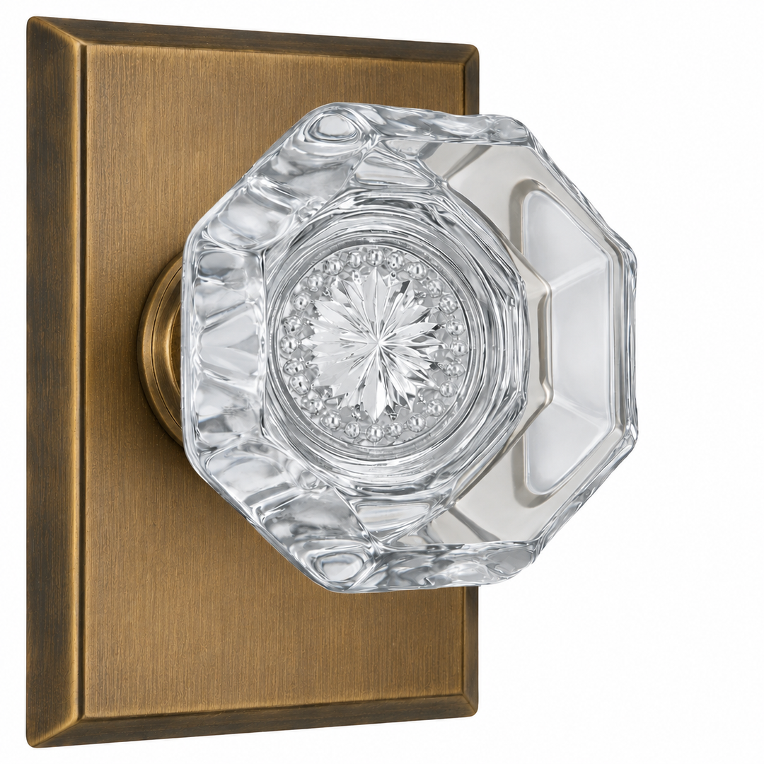 Magnifique® Rectangular Door Set with Crystal Octagon Knobs (Several Finishes Available)