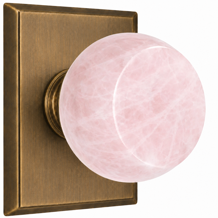 Magnifique® Rectangular Door Set with Rose Quartz Knobs (Several Finishes Available)