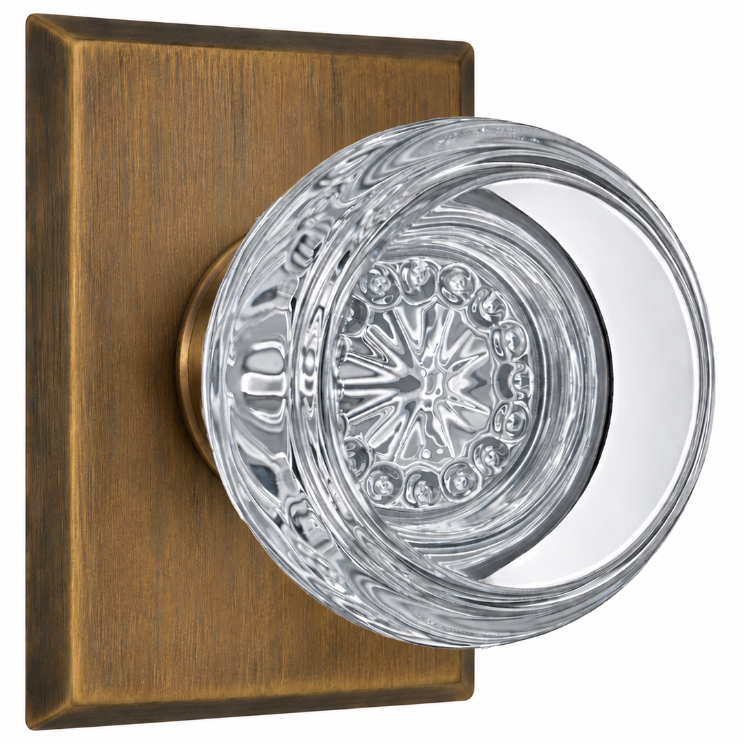 Magnifique® Rectangular Door Set with Crystal Round Knobs (Several Finishes Available)