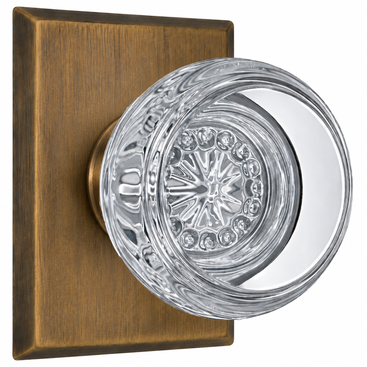 Magnifique® Rectangular Door Set with Crystal Round Knobs (Several Finishes Available)
