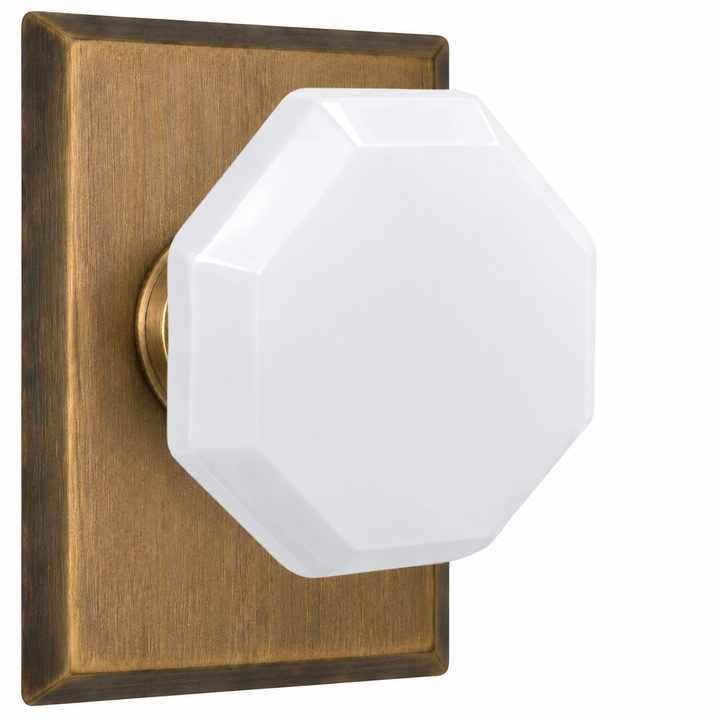 Magnifique® Rectangular Door Set with White Milk Glass Knobs (Several Finishes Available)
