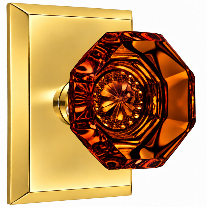 Magnifique® Rectangular Door Set with Amber Glass Knobs (Several Finishes Available)