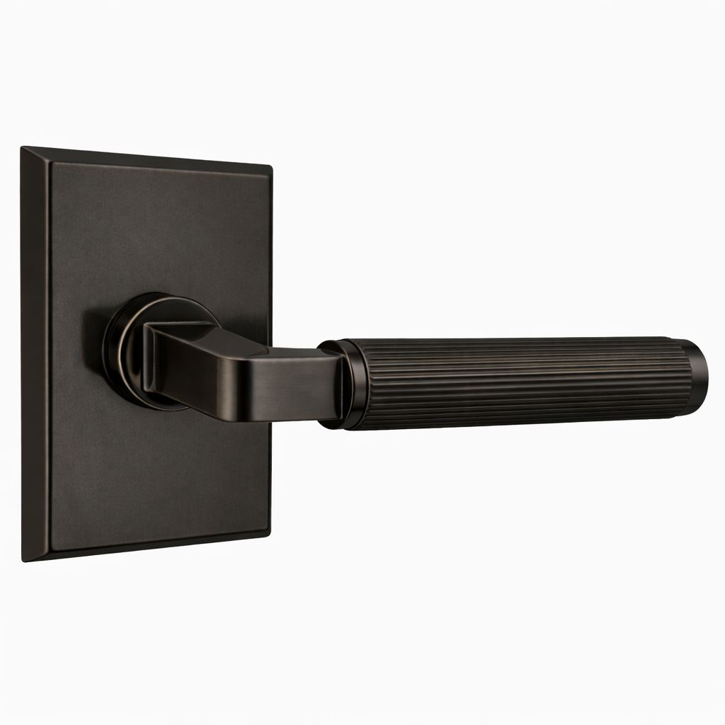 Magnifique® Rectangular Door Set with Modern Reed Lever (Several Finishes Available)