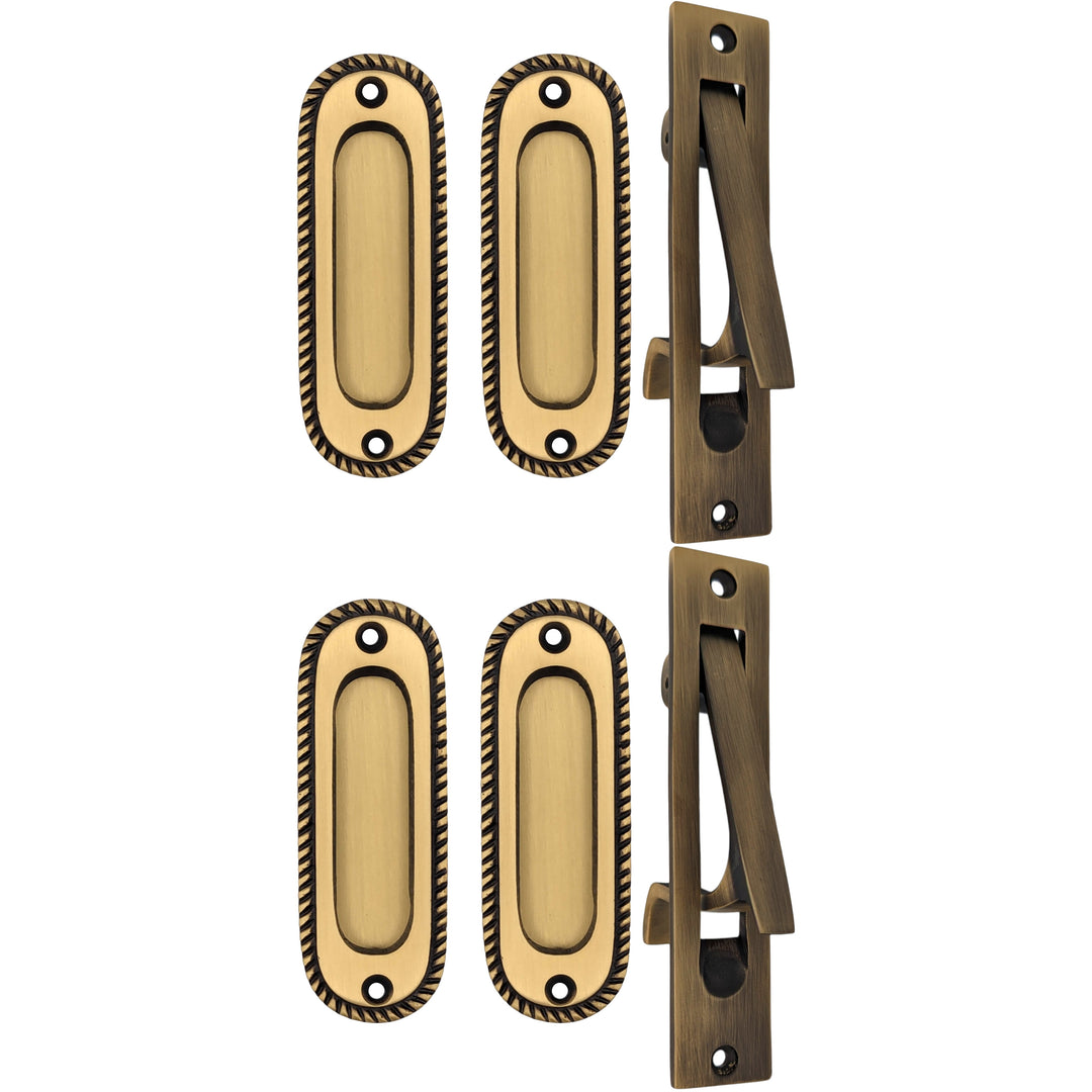 Georgian Rope Oval Pocket Door Set (Several Finishes Available) COPPER MOUNTAIN HARDWARE