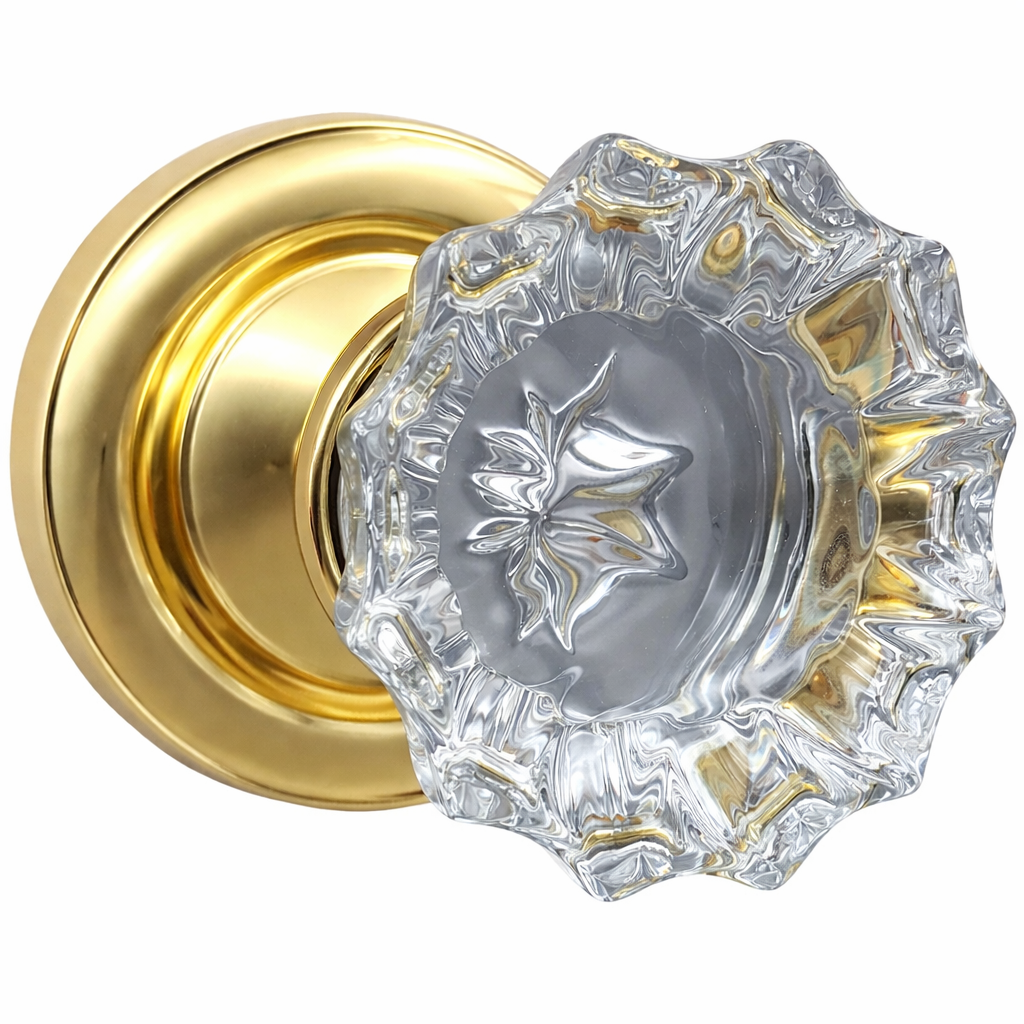 Magnifique® Classic Door Set with Crystal Fluted Knobs (Several Finishes Available)