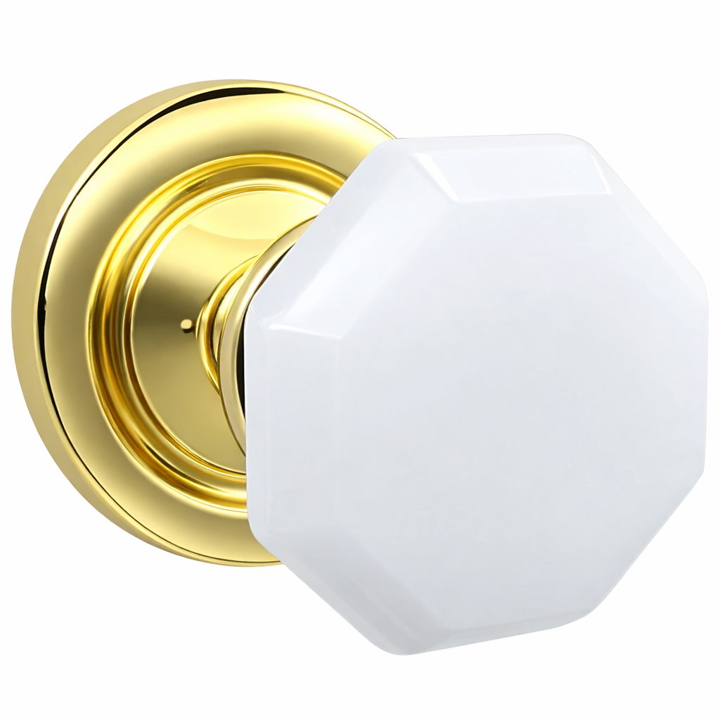 Magnifique® Classic Door Set with White Milk Glass Octagon Knobs (Several Finishes Available)
