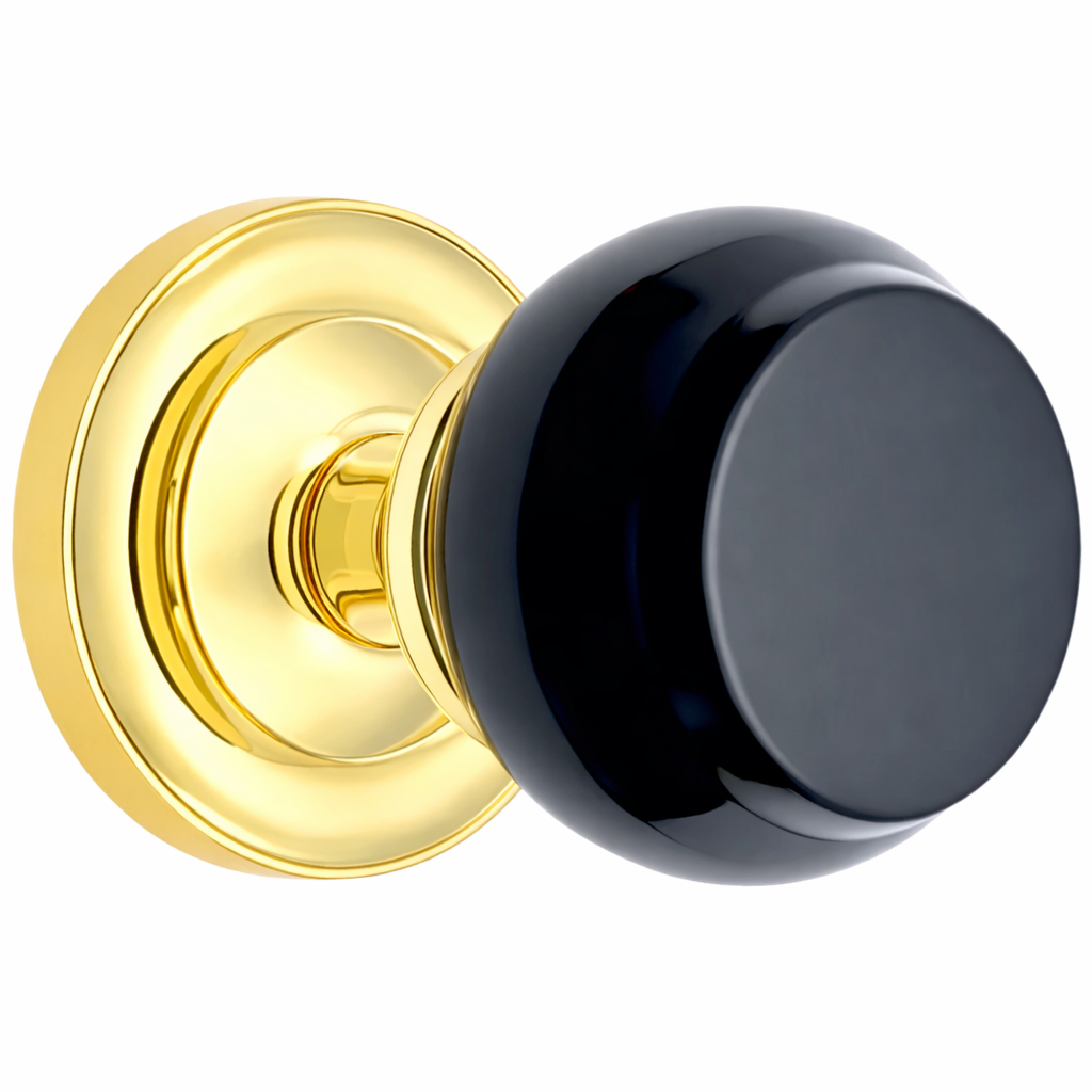 Magnifique® Classic Door Set with Black Obsidian Knobs (Several Finishes Available)