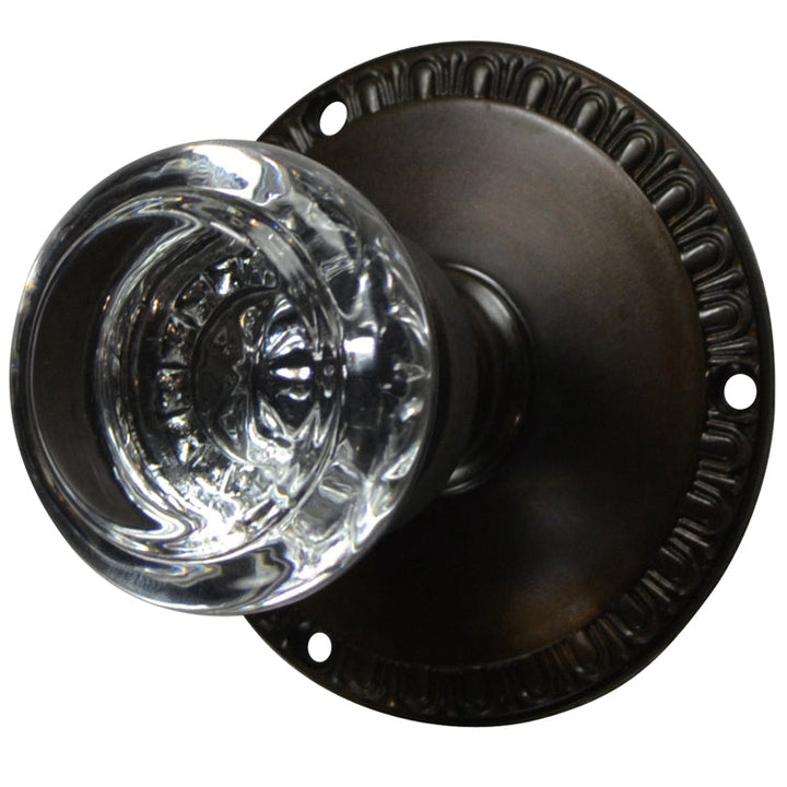 Egg & Dart Rosette Door Set with Round Crystal Door Knobs (Several Finishes Available) COPPER MOUNTAIN HARDWARE