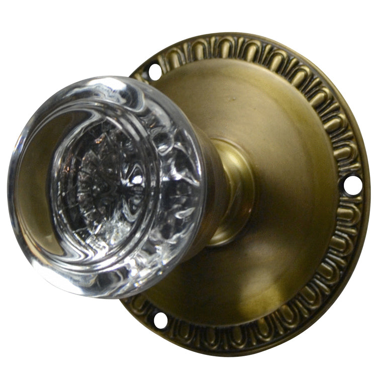 Egg & Dart Rosette Door Set with Round Crystal Door Knobs (Several Finishes Available) COPPER MOUNTAIN HARDWARE