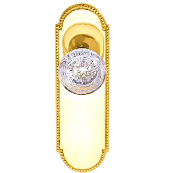 Arched Beaded Backplate Door Set with Round Crystal Door Knobs (Several Finishes Available)