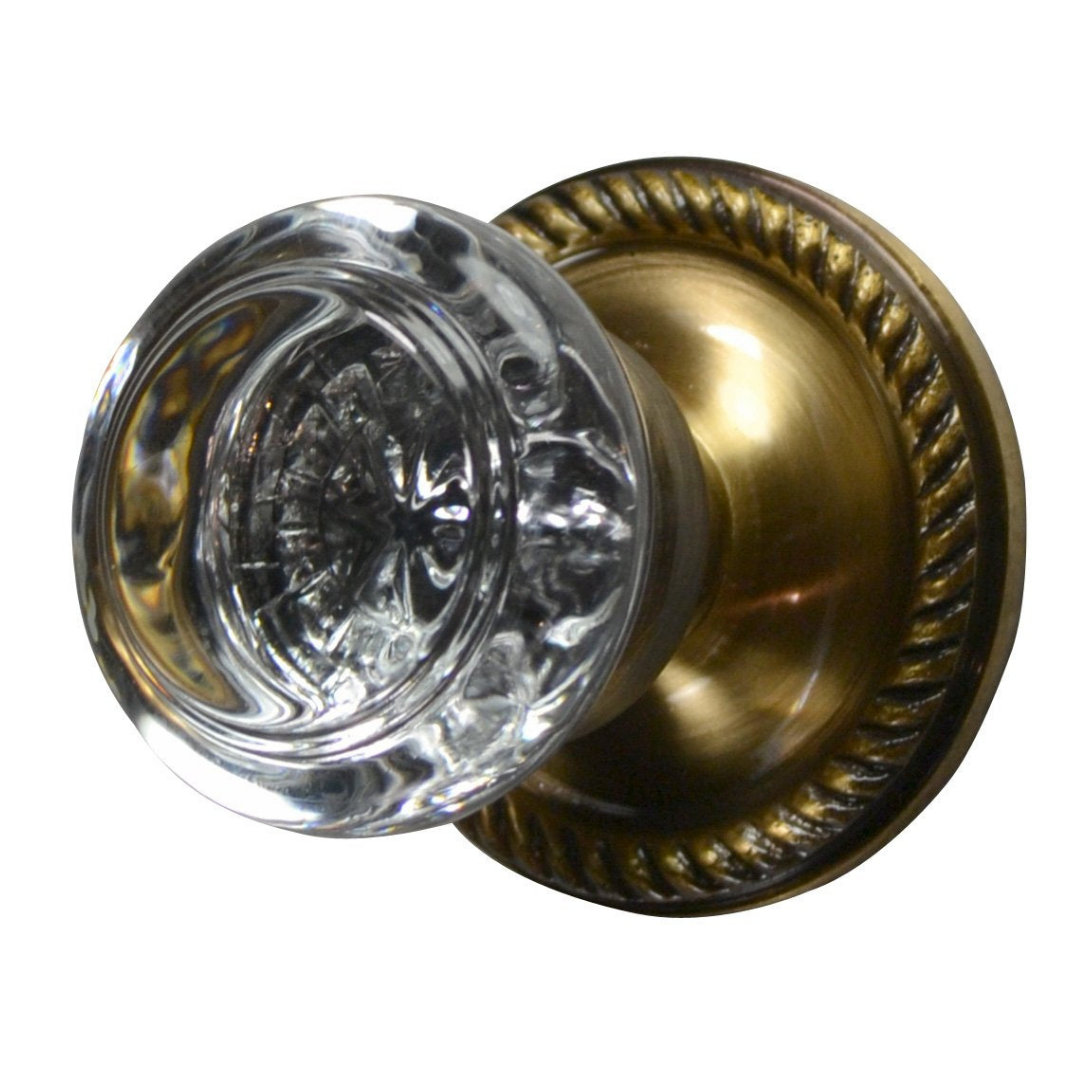 Georgian Roped Rosette Door Set with Round Crystal Door Knobs (Several Finishes Available) COPPER MOUNTAIN HARDWARE