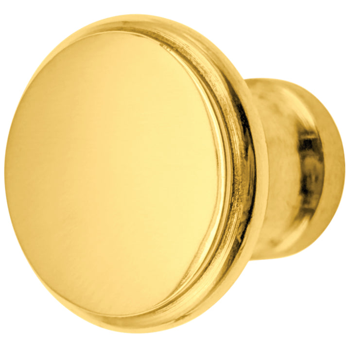 1 1/4 Inch Traditional Brass Flat Top Round Cabinet & Furniture Knob