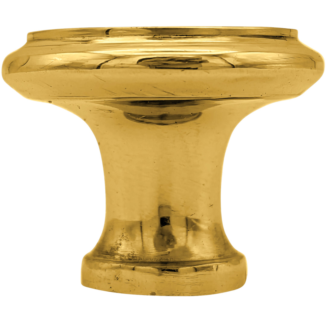 1 1/4 Inch Traditional Brass Flat Top Round Cabinet & Furniture Knob