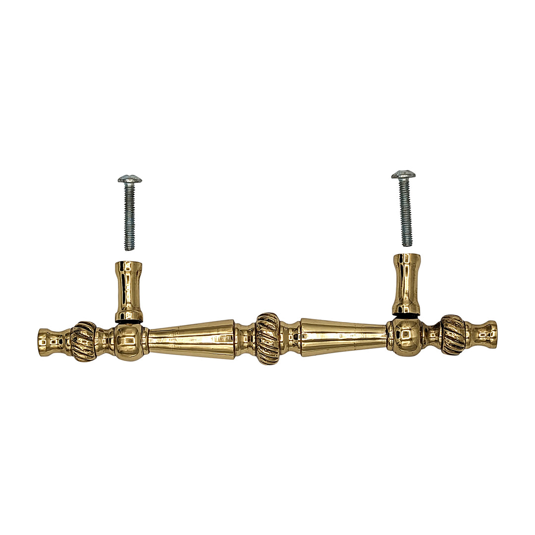 6 1/2 Inch Overall (4 Inch c-c) Solid Brass Georgian Pull (Several Finishes Available)