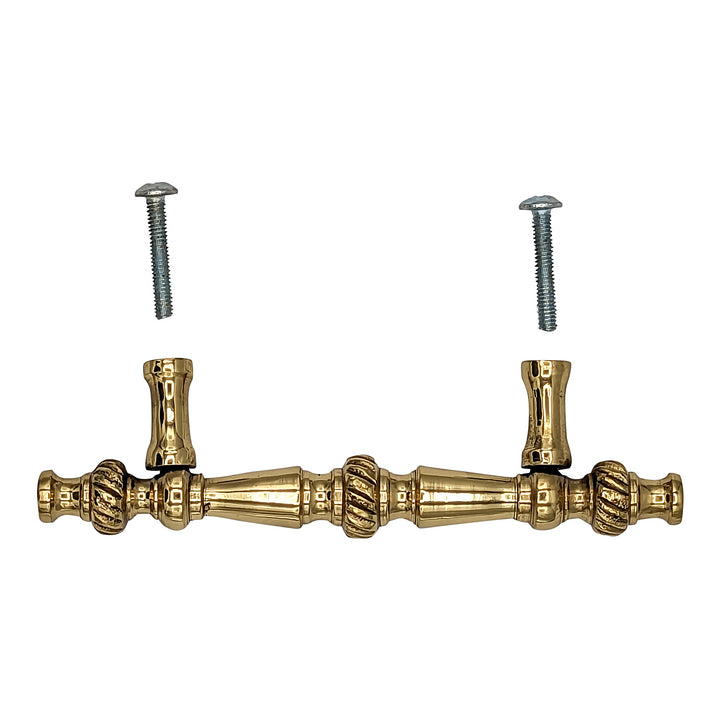 5 Inch Overall (3 Inch c-c) Solid Brass Georgian Roped Style Pull (Several Finishes Available)
