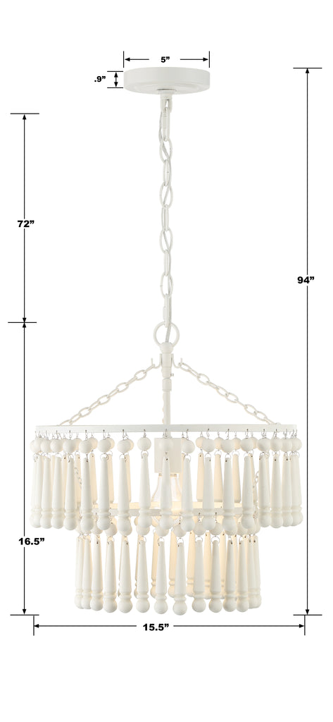 Tiana 1 Light Matte White Pendant Crystorama