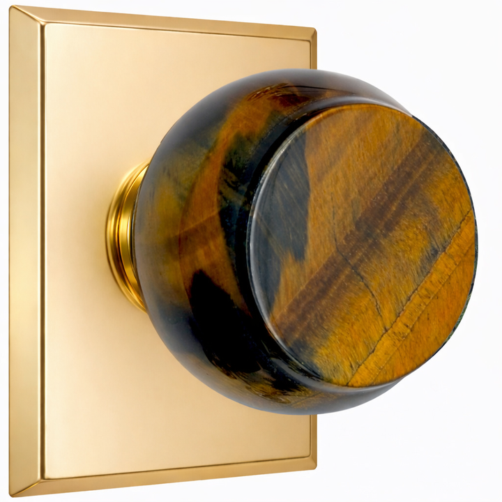 Magnifique® Rectangular Door Set with Blue Tiger Eye Knobs (Several Finishes Available)