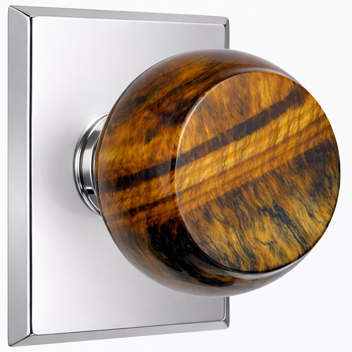 Magnifique® Rectangular Door Set with Blue Tiger Eye Knobs (Several Finishes Available)