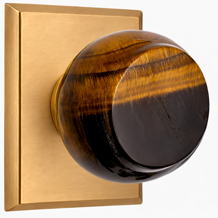 Magnifique® Rectangular Door Set with Blue Tiger Eye Knobs (Several Finishes Available)