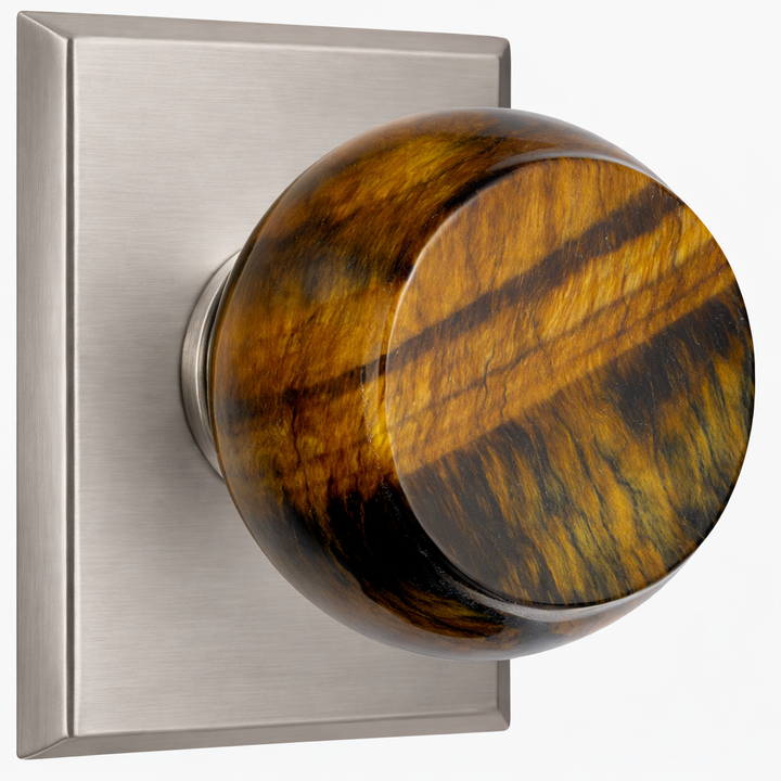 Magnifique® Rectangular Door Set with Blue Tiger Eye Knobs (Several Finishes Available)