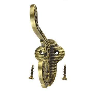 Solid Cast Brass Victorian Eastlake Style Hook (Several Finishes Available)