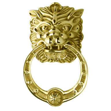 Regal Lion 8 3/8 Inch Brass Door Knocker (Several Finishes Available) COPPER MOUNTAIN HARDWARE