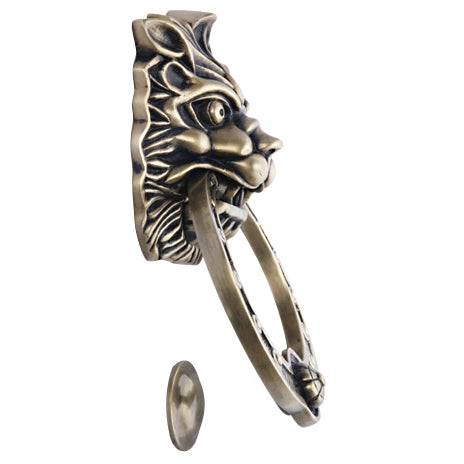 Regal Lion 8 3/8 Inch Brass Door Knocker (Several Finishes Available) COPPER MOUNTAIN HARDWARE