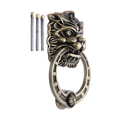 Regal Lion 8 3/8 Inch Brass Door Knocker (Several Finishes Available) COPPER MOUNTAIN HARDWARE