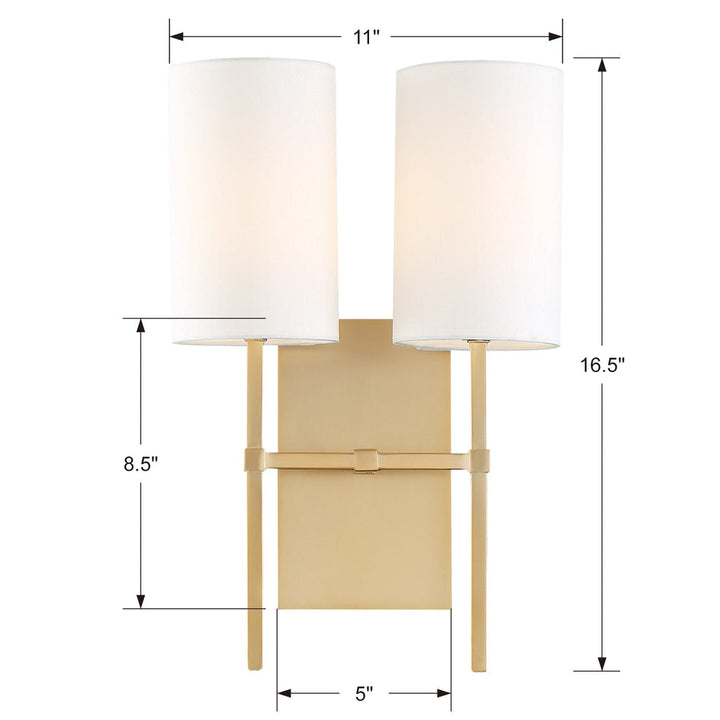 Crystorama Crystorama Veronica 2 Light Aged Brass Sconce