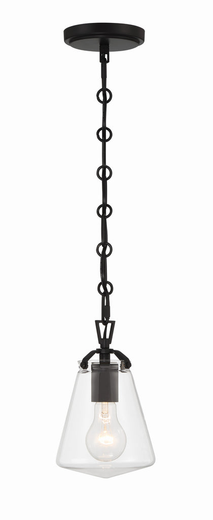 Voss 1 Light Matte Black Mini Pendant Crystorama