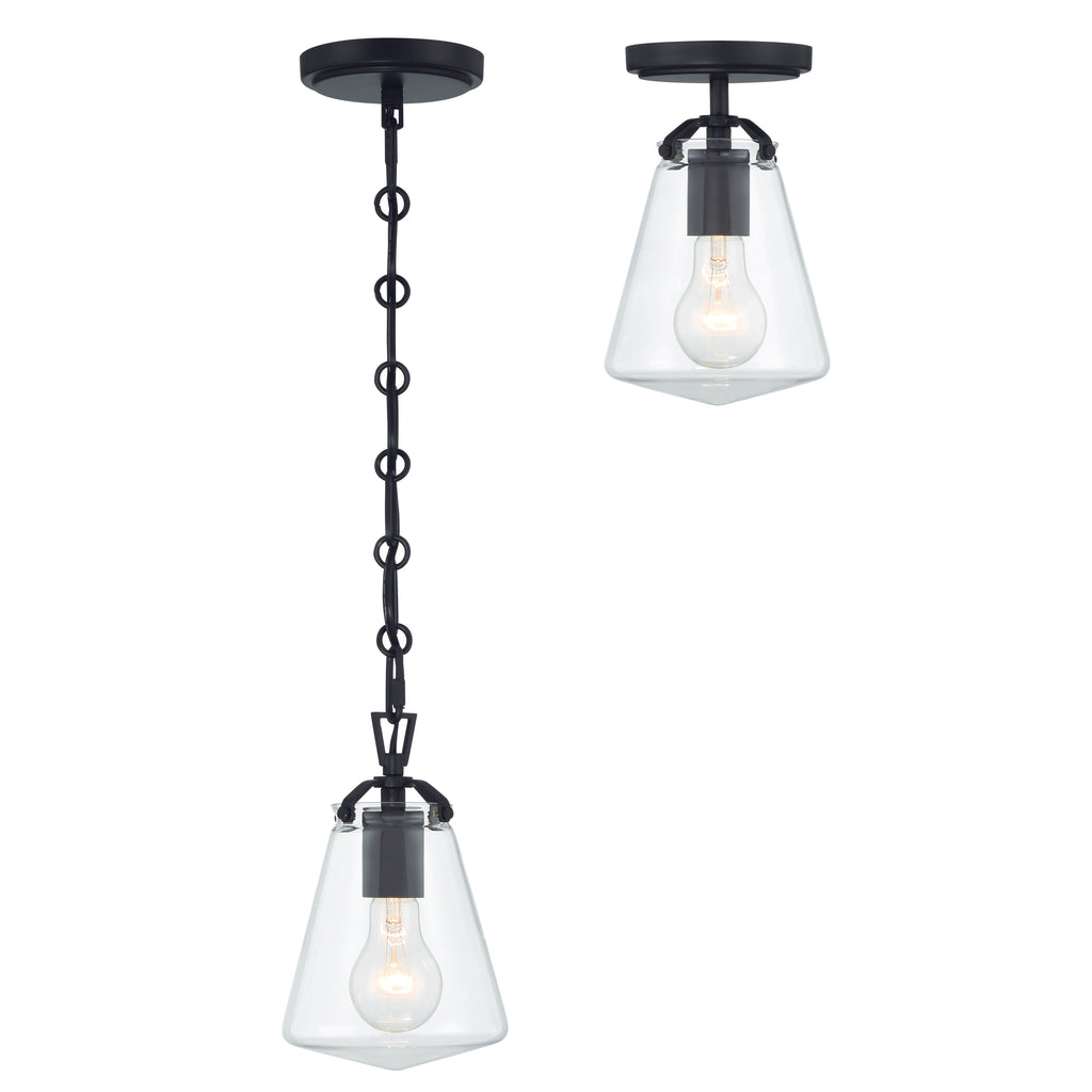 Voss 1 Light Matte Black Mini Pendant Crystorama