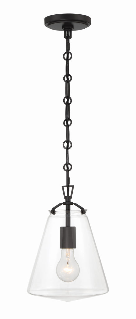 Voss 1 Light Matte Black Mini Pendant Crystorama