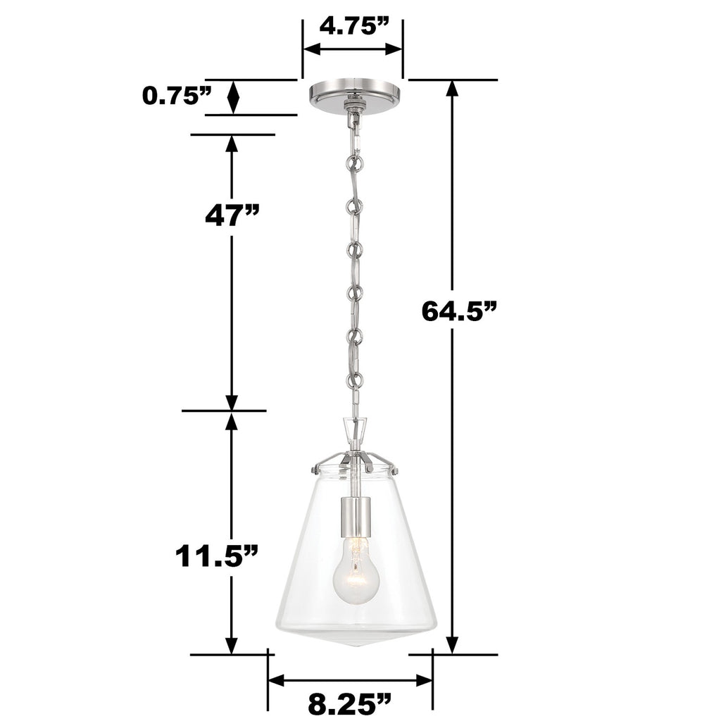 Voss 1 Light Polished Nickel Mini Pendant Crystorama